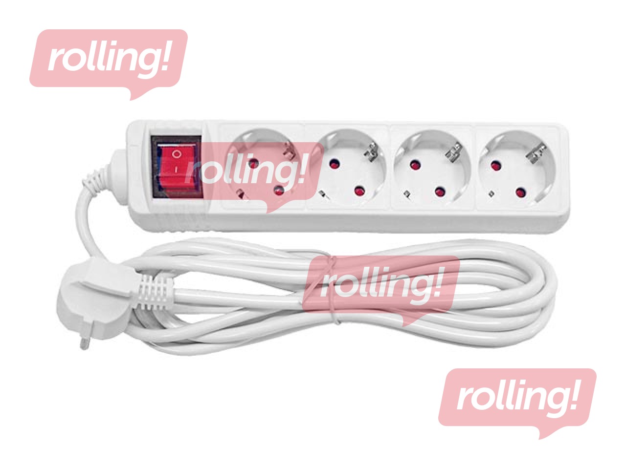 Pikendusjuhe 4 pesaga 5 m indikaatorlüliti, valge