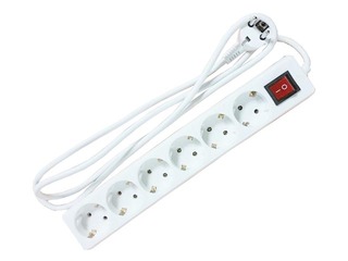 Extension cord 6-way 5 m, white
