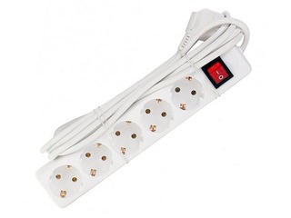 Extension cord 5 way 5m with indicator switch, white