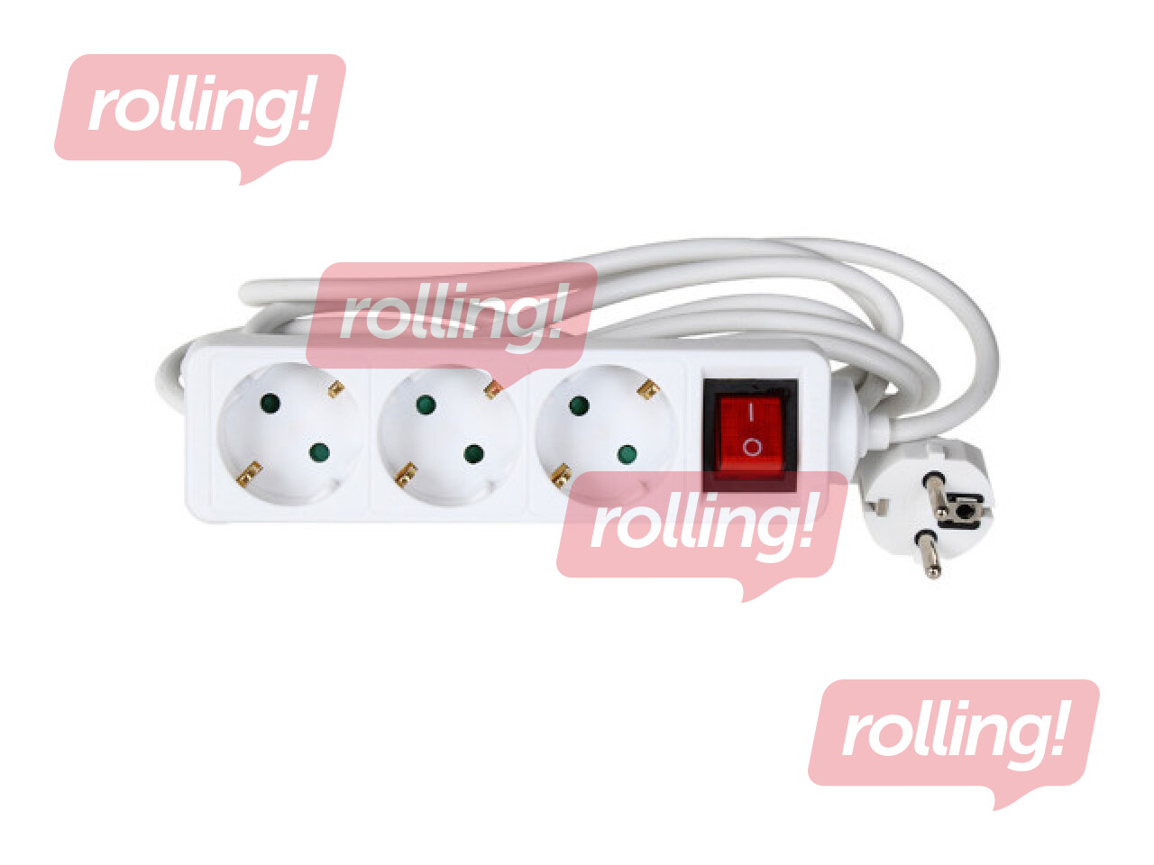 Extension cord 3 way 3.0 m with indicator switch, white