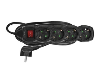 Pagarinātājs Emos 4-vietīgs 3 m ar zemējumu un slēdzi, melns