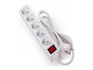 Extension cord 5-pole 1.5m with earthing, white 