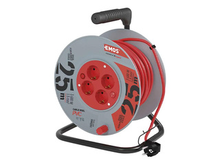 Pagarinātājs 4-vietīgs 25m ar zemējumu, sarkans