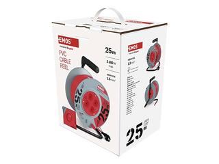 Pagarinātājs 4-vietīgs 25m ar zemējumu, sarkans