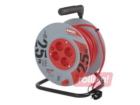 Удлинитель 4-местный 25 м с заземлением, красный