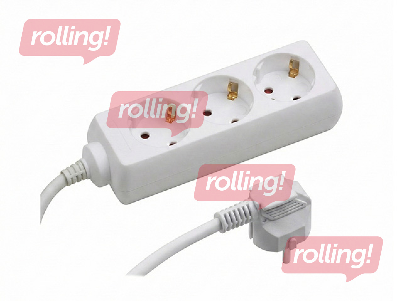 Pagarinātājs 3-vietīgs 5 m ar zemējumu, balts 