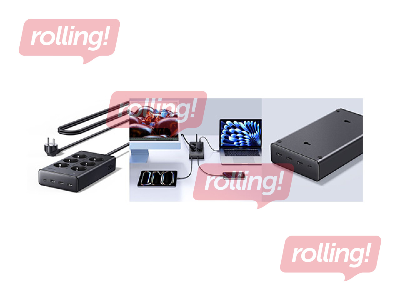 Pagarinātājs 6-vietīgs 1.3 m ar USB lādētāju (3x USB-A, 1x USB-C), melns UGREEN