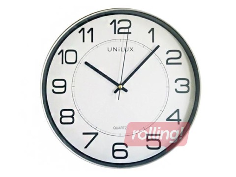 Magnetic Wall Clock Unilux Magnet, 30.5 cm, grey, with a magnetic base
