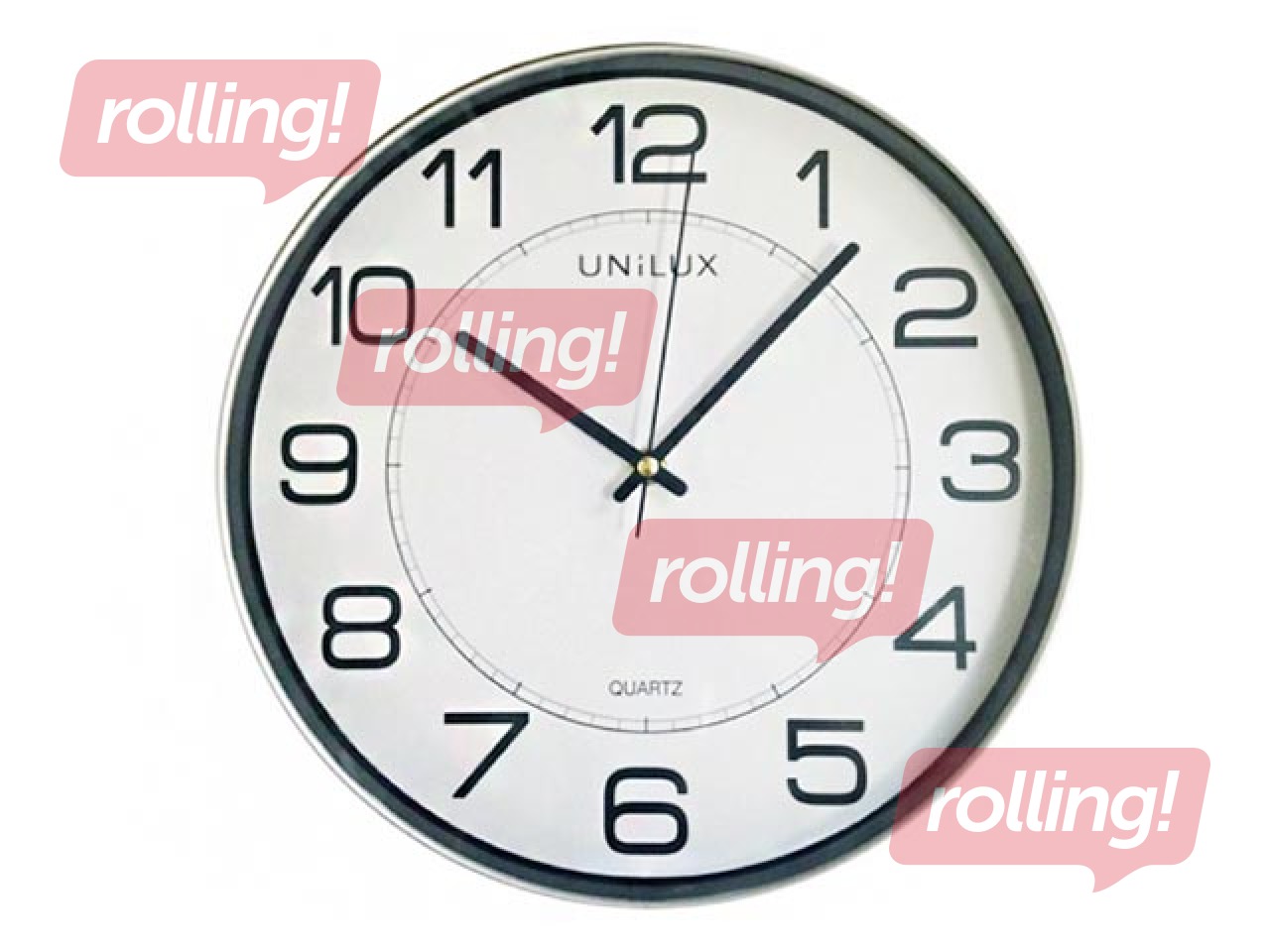 Magnetic Wall Clock Unilux Magnet, 30.5 cm, grey, with a magnetic base