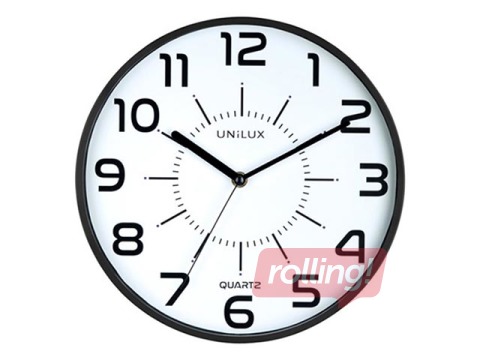 Sienas pulkstenis Unilux Pop silent, melns rāmis, 28 cm
