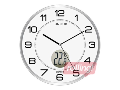 Wall clock Unilux Tempus, 30.5 cm, with room temperature display