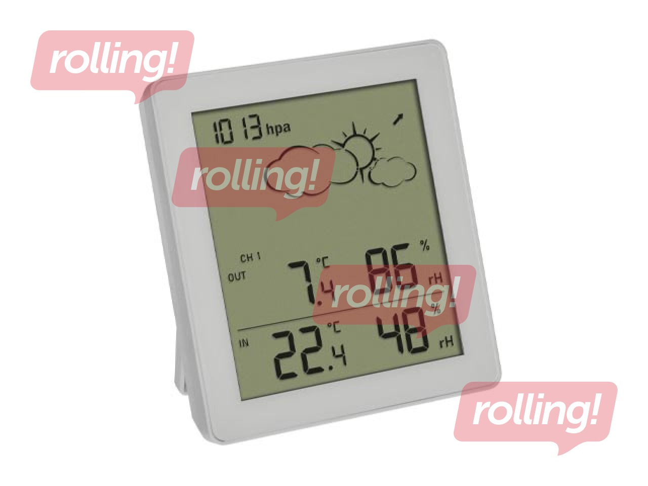 Higrometrs-termometrs, balts, 105x94x20mm