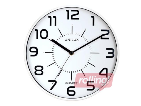 Wall clock Unilux Pop silent, white frame, 28 cm