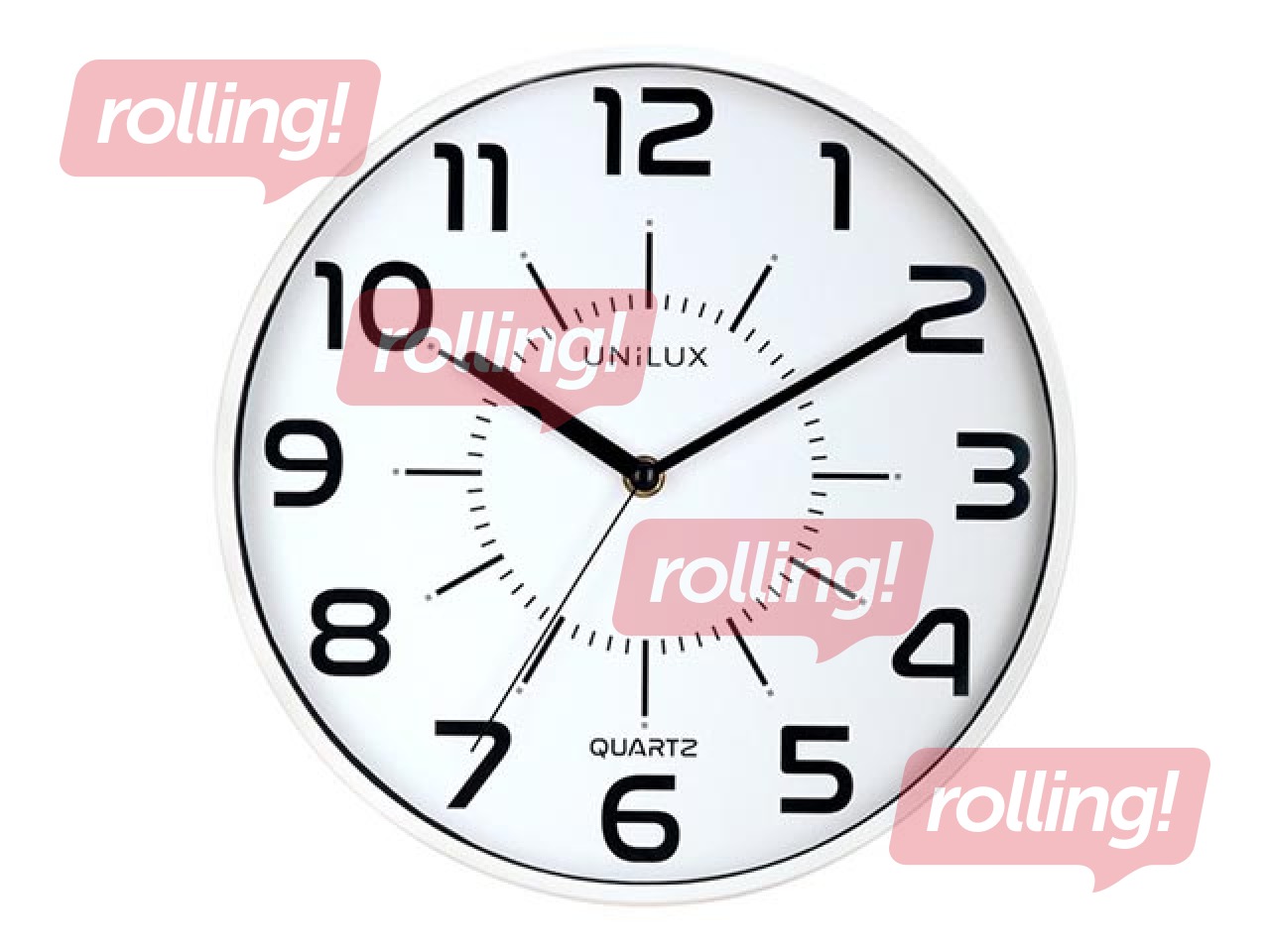 Wall clock Unilux Pop silent, white frame, 28 cm