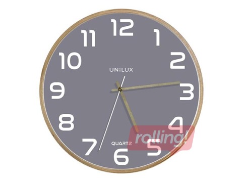 Wall clock Unilux Baltic, wooden frame, gray 31.5 cm