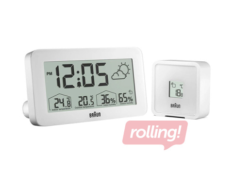 Будильник Braun BC13, с отображением погоды, белый