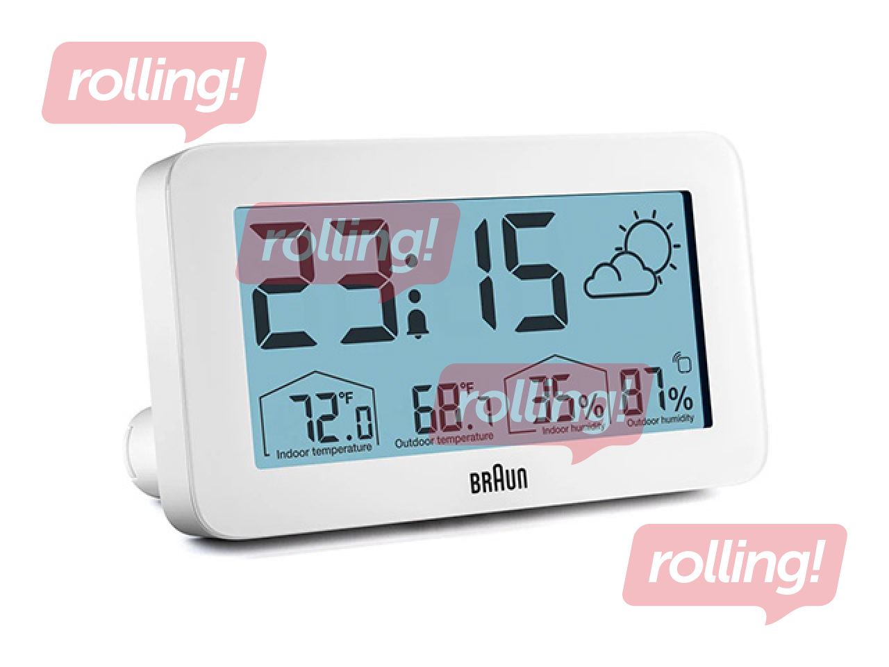 Будильник Braun BC13, с отображением погоды, белый