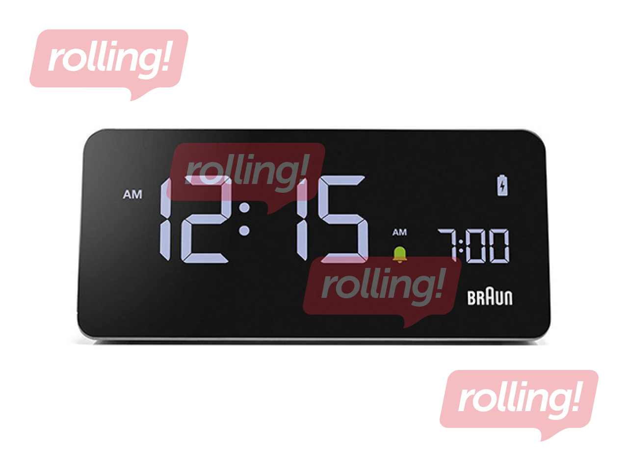 Modinātājpulkstenis Braun BC21, ar bezvadu uzlādi, melns