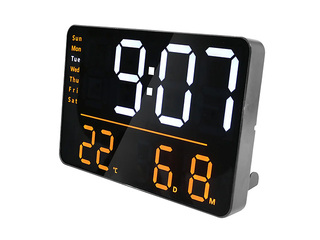 Clock Numi, multifunctional, with remote control, black, 27.4x18.2x3cm