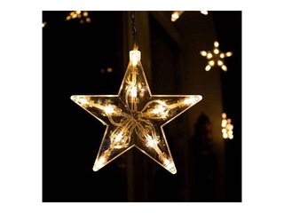 Elektriskā lampiņu virtene Springos, sniegpārsliņu aizkars, 70 LED, silti balta, 4m