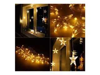 Elektriskā lampiņu virtene Springos, sniegpārsliņu aizkars, 70 LED, silti balta, 4m