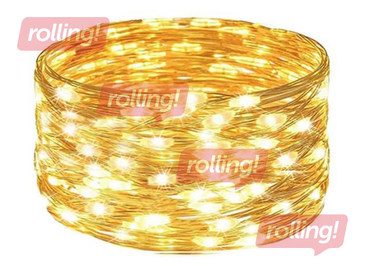 Elektriskā lampiņu virtene Springos, stiepļu gaismas aizkars, 300 mikroLED, silti balta, 3x3m