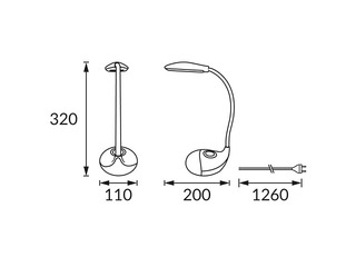 Galda lampa BOA, LED, 6W, regulējams spilgtums