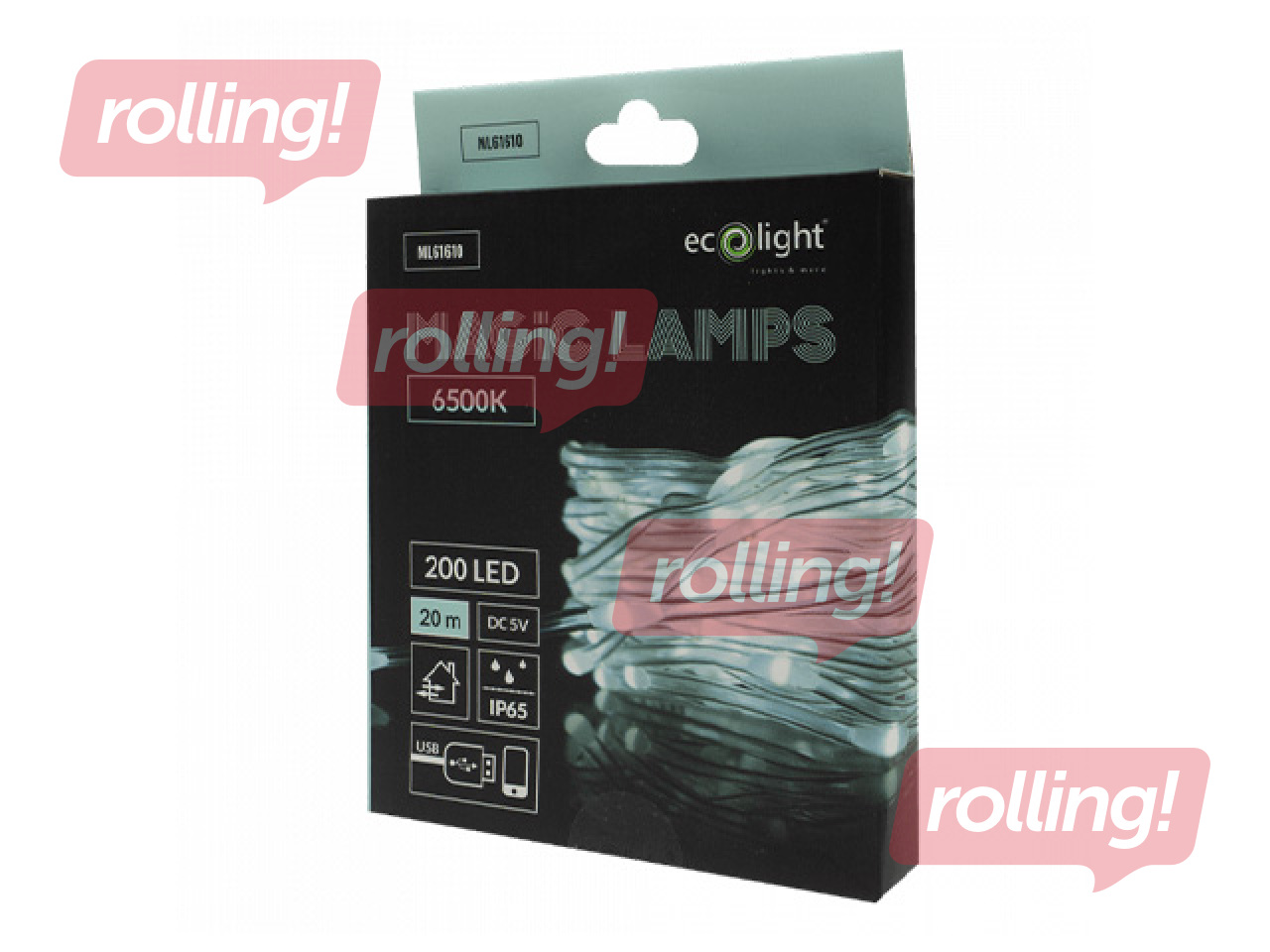 Elektriskā lampiņu virtene, MAGIC LAMP 200 LED 6500K – 20m, auksti balts, USB 