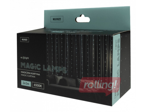 Elektriskā lampiņu virtene, MAGIC LAMP aizkars 200LED, 2m*1m 6500K, auksti balts, DC5V