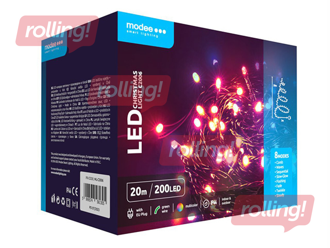 Электрическая гирлянда, Modee Lighting LED Rope, 200 светодиодов, цветная, 20 м