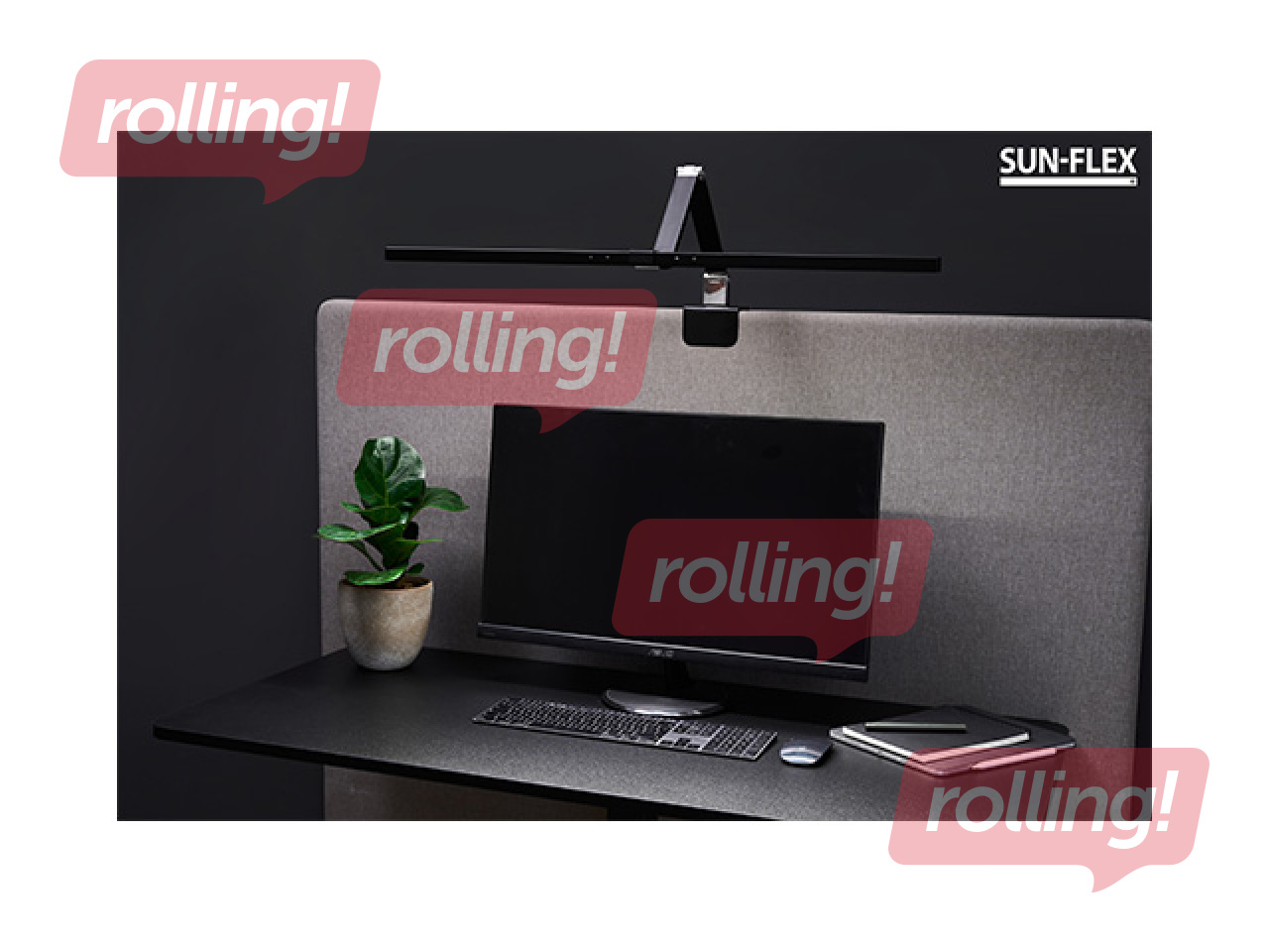 Galda lampa Sun-Flex Screenlite Panel, LED, 12W, regulējams spilgtums, melna