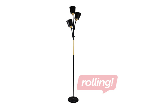 Stāvlampa Orno Grace Triple, E27, 18W, melna, 192cm