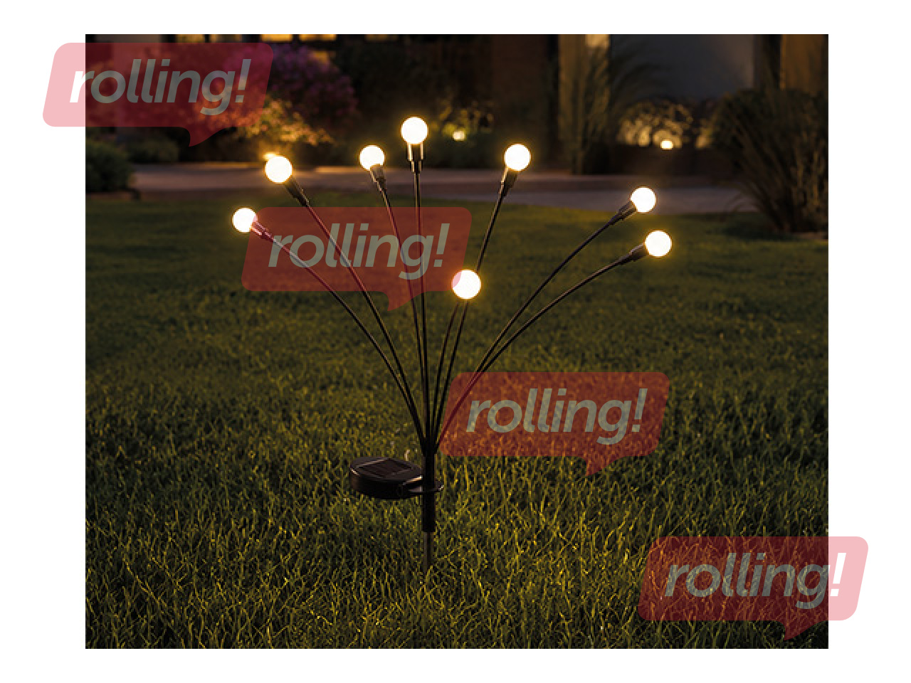 Saules lampa Struhm Ardo, LED, 8x0.08W, melna, silti balta gaisma