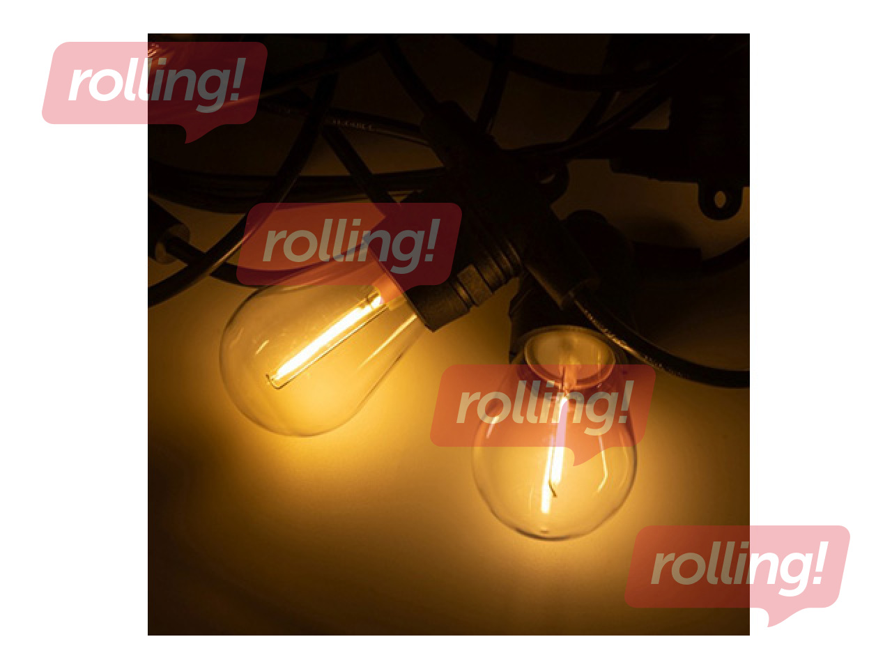 Saules virtene LED, virtene 10m +10 x G45 E27 0.3W 2700K, silti balta