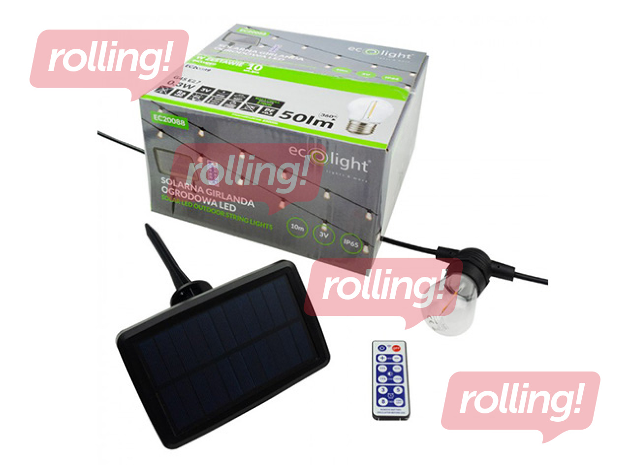 Saules virtene LED, virtene 10m +10 x G45 E27 0.3W 2700K, silti balta