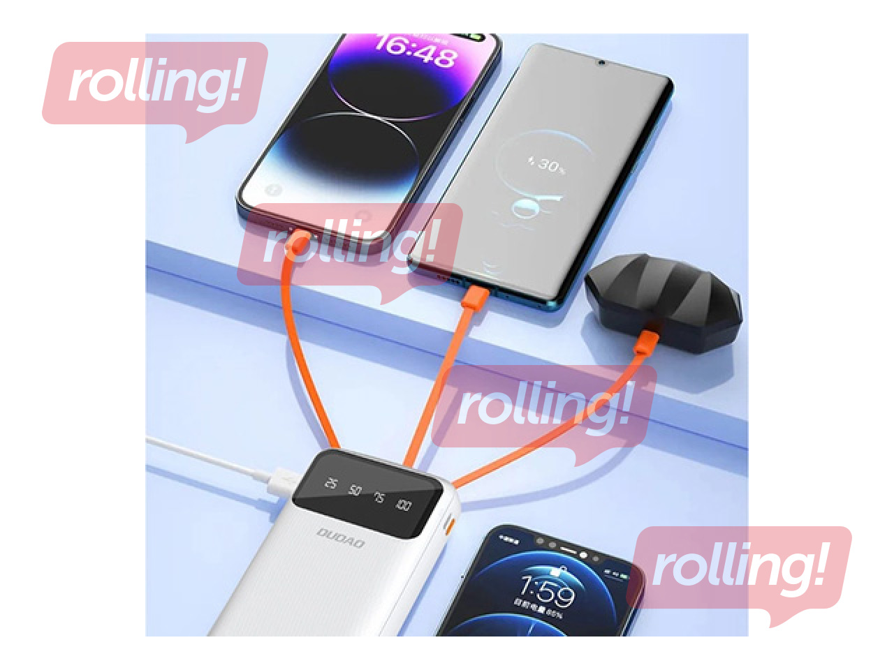 Mobilais lādētājs Duado PowerBank 20000mAh USB-C + micro USB +Lightning balts (Duado K6Pro+)