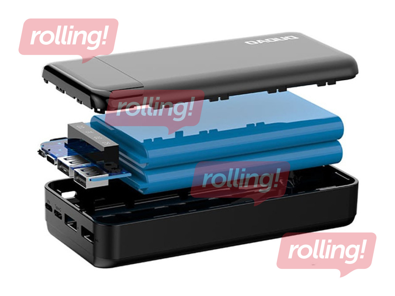 Мобильный зарядное устройство Duado PowerBank 20000mAh USB-C + micro USB +Lightning balts (Duad