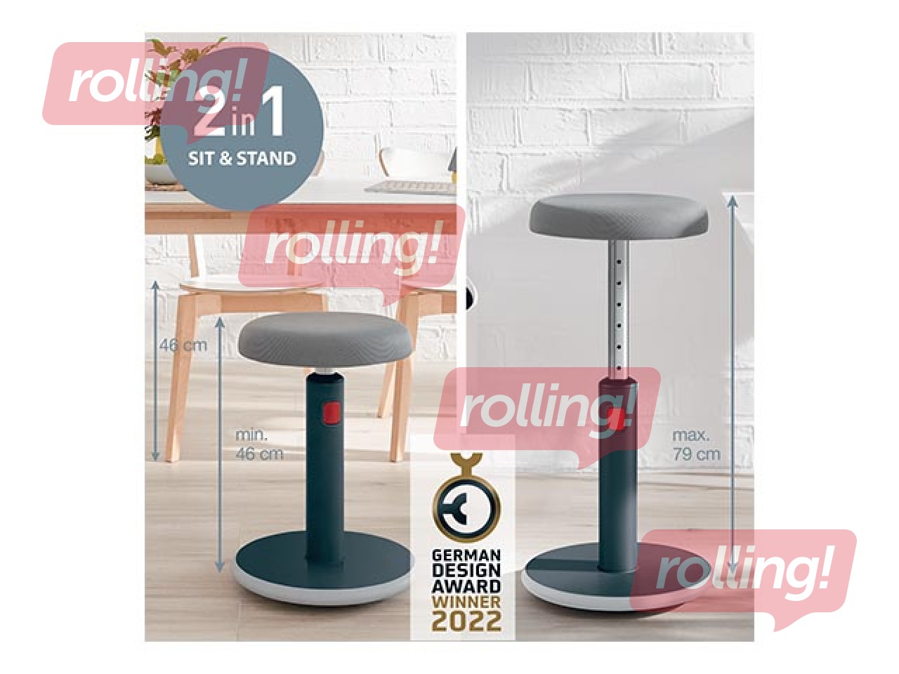 Multifunkcionāls, regulējams krēsls Leitz Ergo Cosy, pelēks