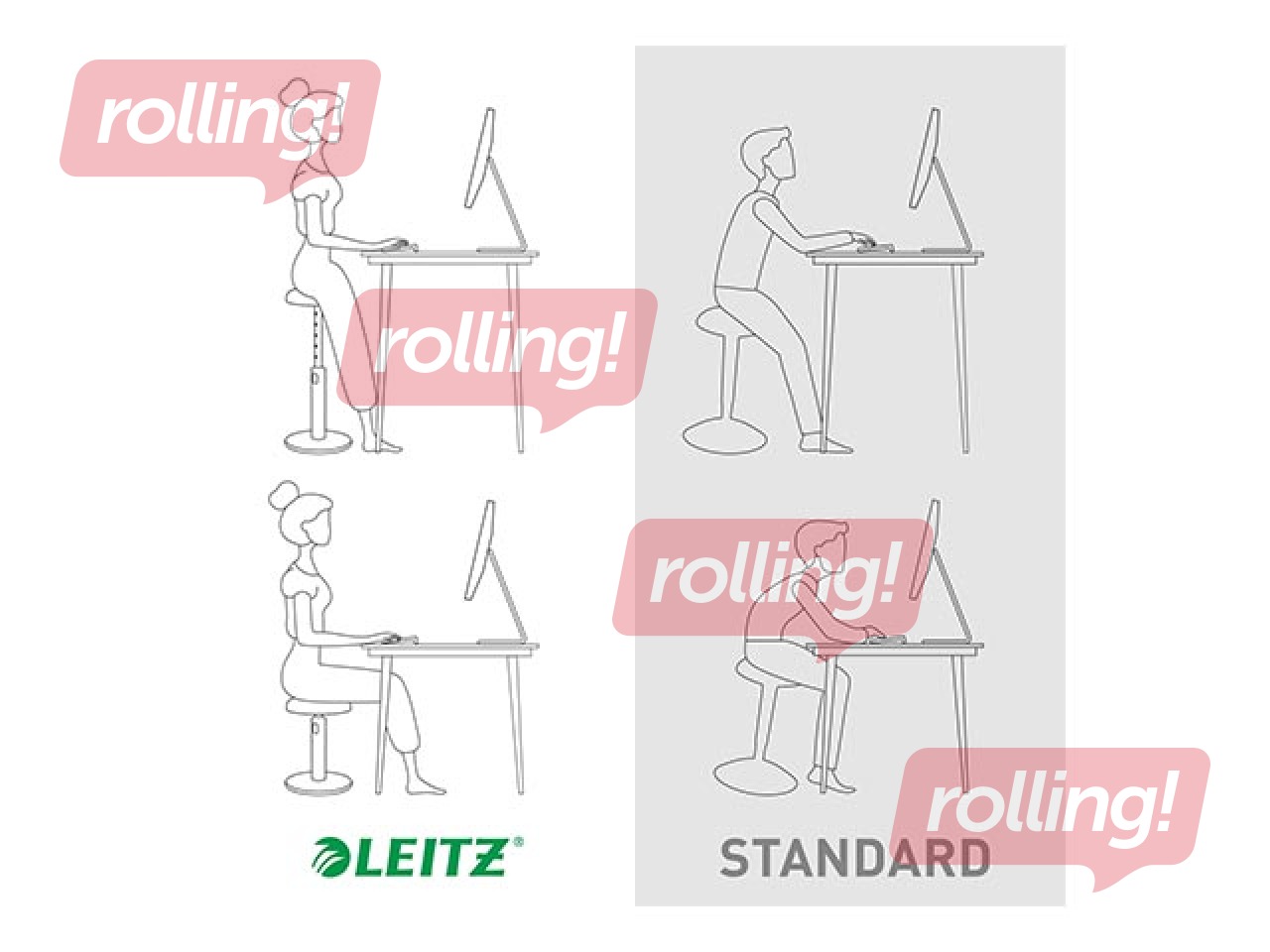 Multifunkcionāls, regulējams krēsls Leitz Ergo Cosy, pelēks