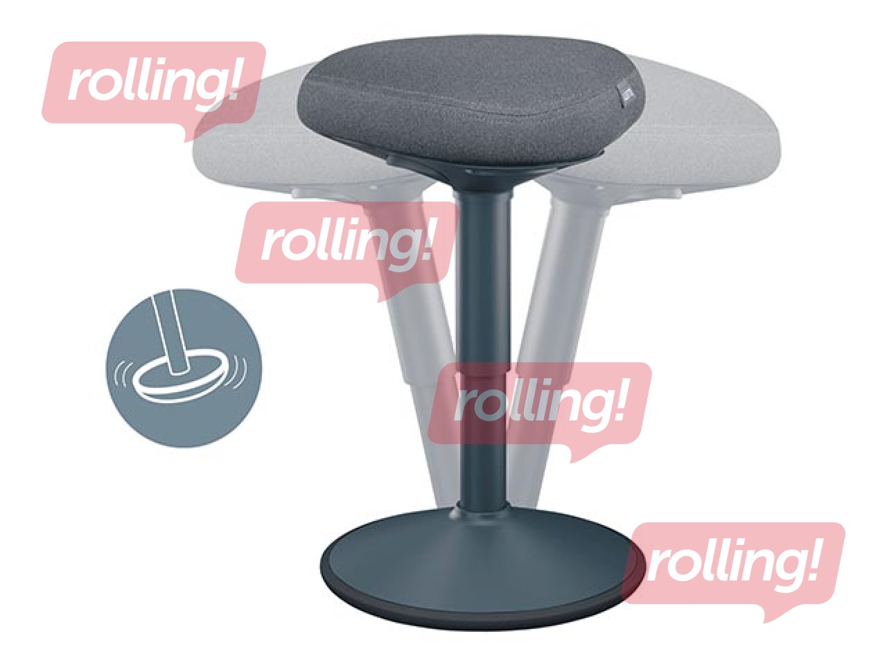 Aktīvās sēdēšanas krēsls Leitz Ergo, ar komfortablu sēdekli, pelēks