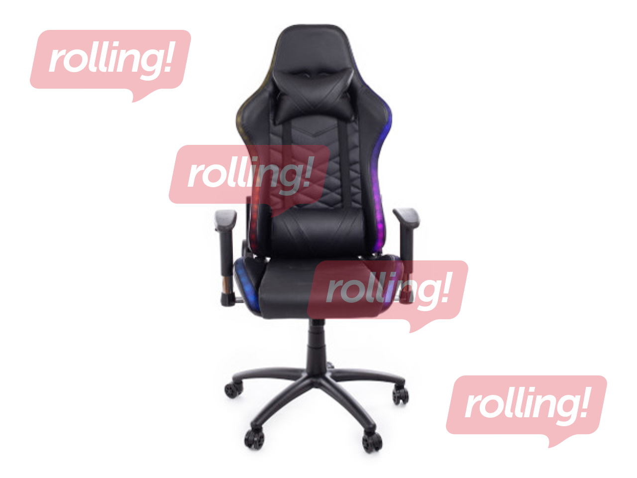 Spēļu krēsls Happy Game, 8051, melns ar LED