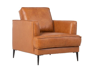 Armchair Leo, leather, artificial leather, light brown