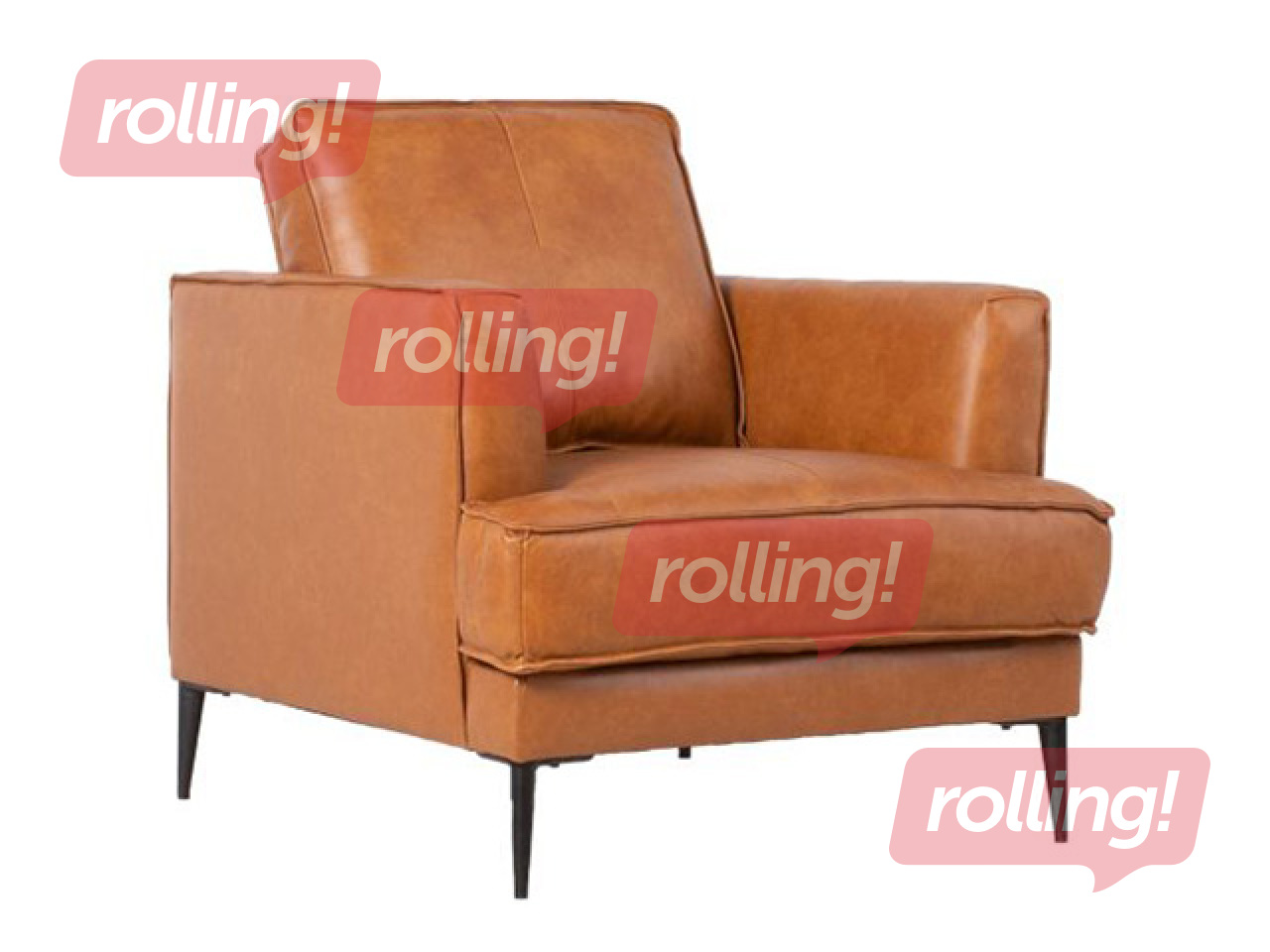 Armchair Leo, leather, artificial leather, light brown
