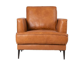 Armchair Leo, leather, artificial leather, light brown