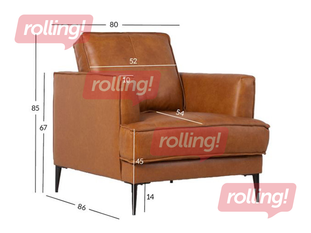 Krēsls Leo, āda, mākslīgā āda, gaiši brūns