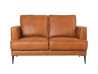 Sofa Leo, leather, artificial leather, light brown