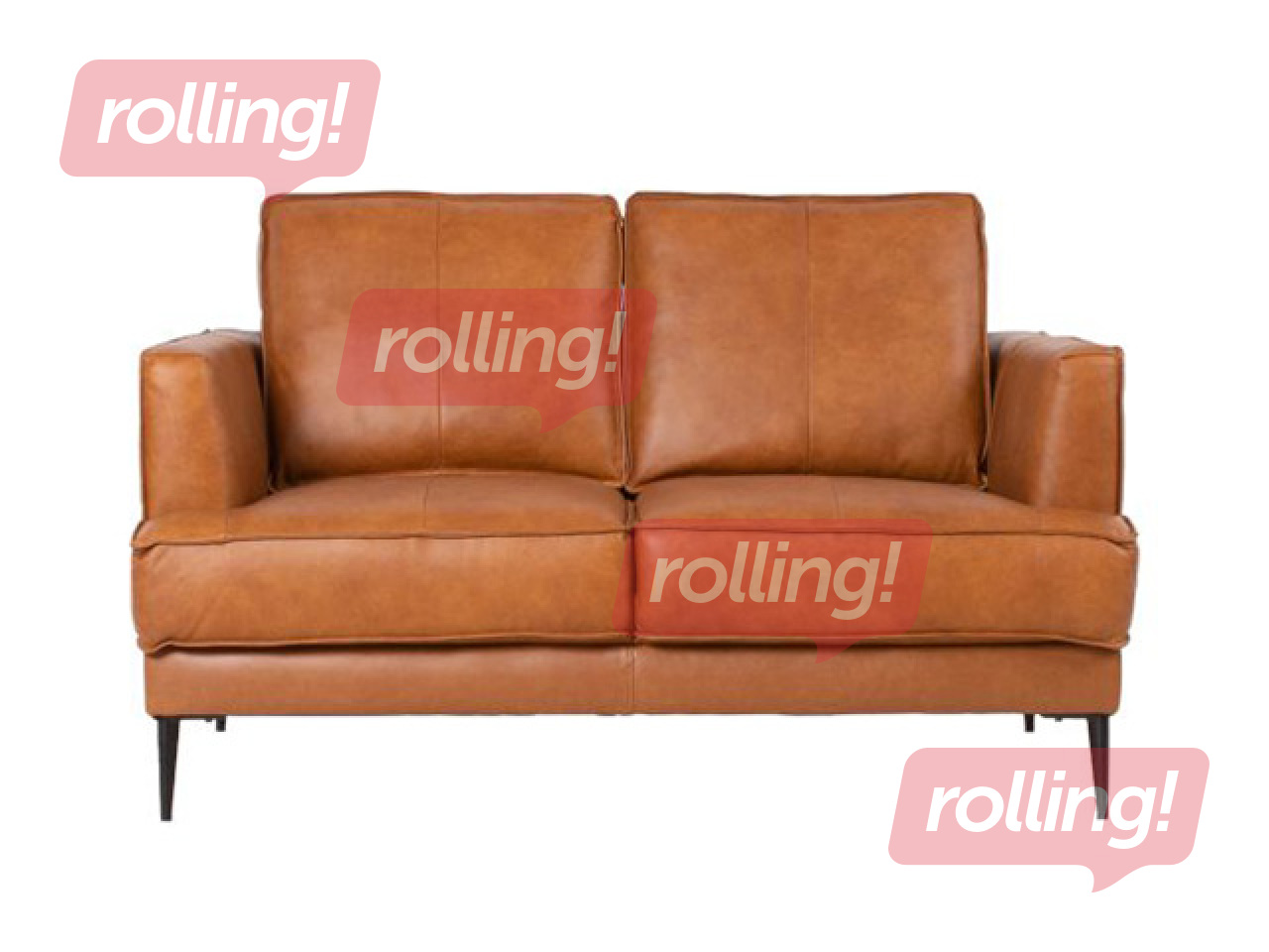Sofa Leo, leather, artificial leather, light brown