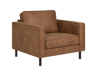 Armchair Lucas, artificial leather, brown