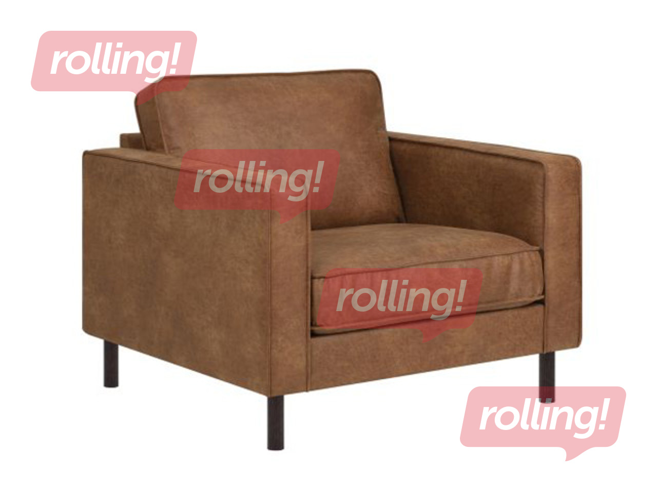 Armchair Lucas, artificial leather, brown