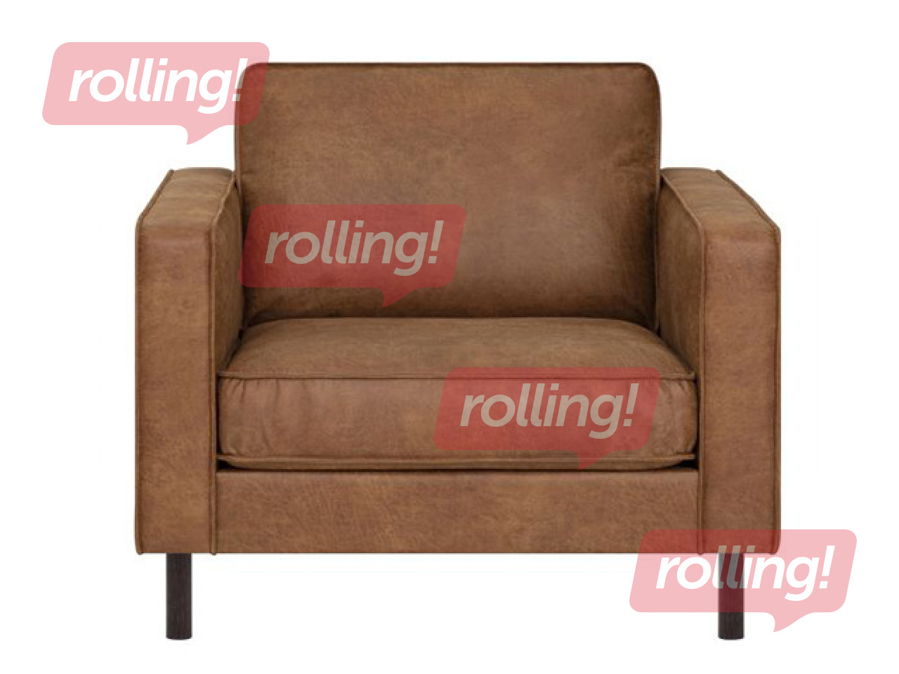 Armchair Lucas, artificial leather, brown